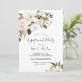 Elegant Magnolia White en Blush Engagement Party Kaart (Staand voorkant)