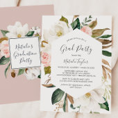 Elegant Magnolia White en Blush Graduation Party Kaart