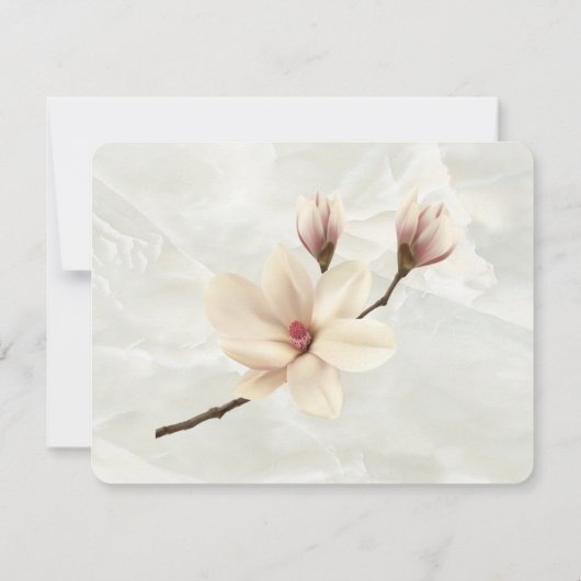 Elegant Magnolia, White Marble Rehearsal Dinner Kaart (Achterkant)