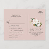 Elegant Magnolia White Menu Keuze RSVP Briefkaart (Achterkant)