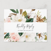 Elegant Magnolia White Menu Keuze RSVP Briefkaart (Voorkant)