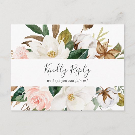 Elegant Magnolia White Song Request RSVP Briefkaar Uitnodiging Briefkaart (Voorkant)