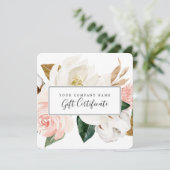 Elegant Magnolia | Wit en Blush Cadeaucertificaat Kaart (Staand voorkant)