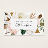 Elegant Magnolia | Wit en Blush Cadeaucertificaat Visitekaartje (Voorkant)