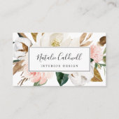 Elegant Magnolia | Wit en Blush Visitekaartje (Voorkant)