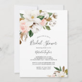 Elegant Magnolia | Wit en Blush Vrijgezellenfeest Kaart (Voorkant)