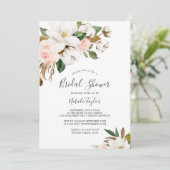 Elegant Magnolia | Wit en Blush Vrijgezellenfeest Kaart (Staand voorkant)