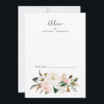 Elegant Magnolia | Wit en onduidelijk huwelijk Advieskaart<br><div class="desc">Deze elegante magnolia white en blush bruiloft advieskaart is perfect voor een moderne, klastige bruiloft en kan voor elke gebeurtenis worden gebruikt. Het ontwerp van de zachte bloem is voorzien van waterverf blush roze pinda's, verbluffende witte magnoliumbloemen en katoen met goud en groene bladeren in een luxe vorm. Deze advieskaarten...</div>