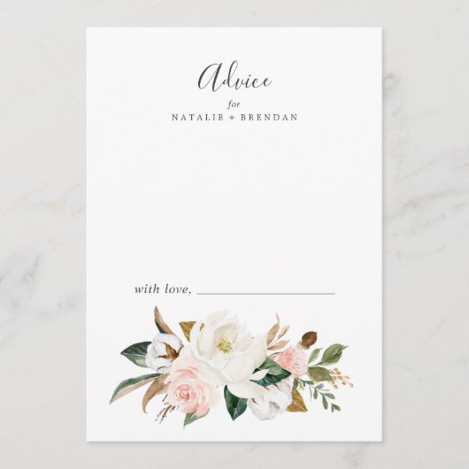 Elegant Magnolia | Wit en onduidelijk huwelijk Advieskaart (Voorkant)