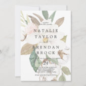 Elegant Magnolia | Wit-Floral bruiloft Kaart (Voorkant)