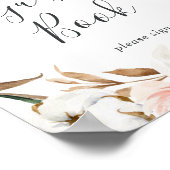 Elegant Magnolia | Witte en Blush Guest Book Sign Poster (Hoek)