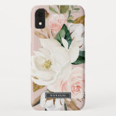 Elegant Magnolia | Witte en Blush Persoonlijke naa Case-Mate iPhone Hoesje (Achterkant)