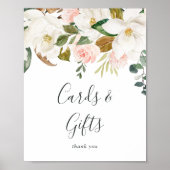 Elegant Magnolia | Witte Kaarten en cadeautjes Poster (Voorkant)