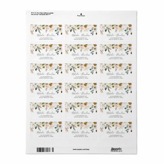 Elegant Magnolia | Witte RSVP-Adresetiketten Etiket (Full Sheet)