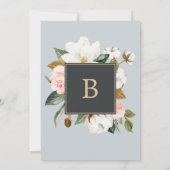 Elegant Magnolia | Zwart-wit De bruiloft van Kaart (Achterkant)