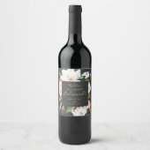 Elegant Magnolia | Zwarte-Bridesmaid-voorstel Wijn Etiket (Voorkant)