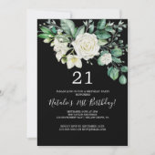 Elegant Magnolia | Zwarte en witte 21e verjaardag Kaart (Voorkant)