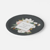 Elegant Magnolia | Zwarte en witte bruiloft Papieren Bordje (Gekanteld)