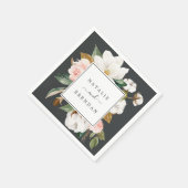 Elegant Magnolia | Zwarte en witte bruiloft Servet (Hoek)