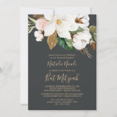 Elegant Magnolia | Zwarte en witte vlek Mitzvah Kaart (Voorkant)