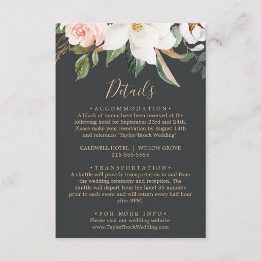 Elegant Magnolia | Zwarte Kaart voor de behuizing  (Voorkant)