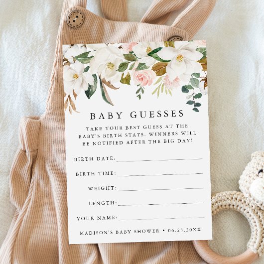 Elegant Magnolias Baby shower Guessing Game Kaart