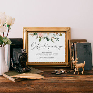 Elegant Magnolias & Cotton Certificate of Marriage Poster