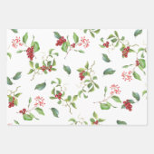 Elegant Magnolias en Red Berry Foliage Holiday Inpakpapier Vel (Voorkant)