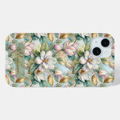 Elegant Magnolias Flowers Gold with Name Case-Mate iPhone Case (Achterkant (horizontaal))