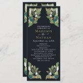 Elegant Magpie Art Nouveau huwelijksprogramma Programmakaart (Voorkant / Achterkant)