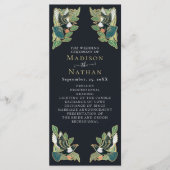 Elegant Magpie Art Nouveau huwelijksprogramma Programmakaart (Voorkant)