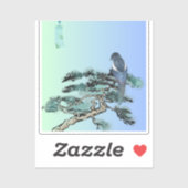 Elegant Magpie Bird Bonsai Aesthetic Sticker  (Vel)
