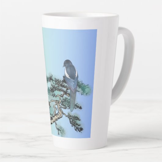Elegant Magpie Bird Bonsai Latte Coffee Mug Latte Mok (Rechterhoek)