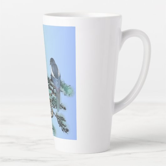 Elegant Magpie Bird Bonsai Latte Coffee Mug Latte Mok (Rechts)