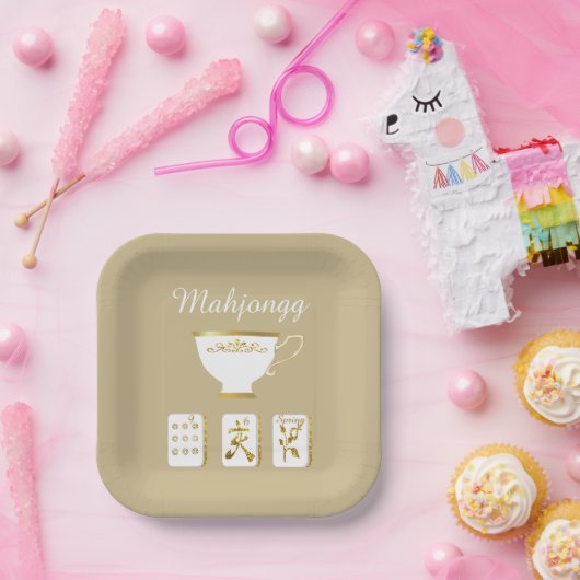 Elegant Mahjong Party Paper Plate Papieren Bordje (Feest)