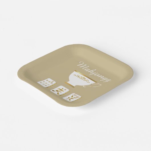 Elegant Mahjong Party Paper Plate Papieren Bordje (Gebogen)