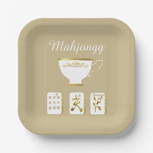 Elegant Mahjong Party Paper Plate Papieren Bordje (Voorkant)