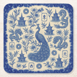 Elegant Mahjong Toile Paper Coaster Set Kartonnen Onderzetters