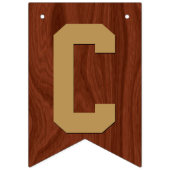 Elegant Mahogany Wood Gold Letters Gefeliciteerd Vlaggetjes (Eerste vlag)