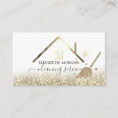Elegant Maid Cleaning House Roof Gold Glitter Visitekaartje (Voorkant)