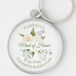 Elegant Maid of Honor Ivory Peach Rozen Wedding Sleutelhanger