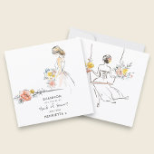 Elegant Maid of Honor Proposal Floral Sketch Kaart