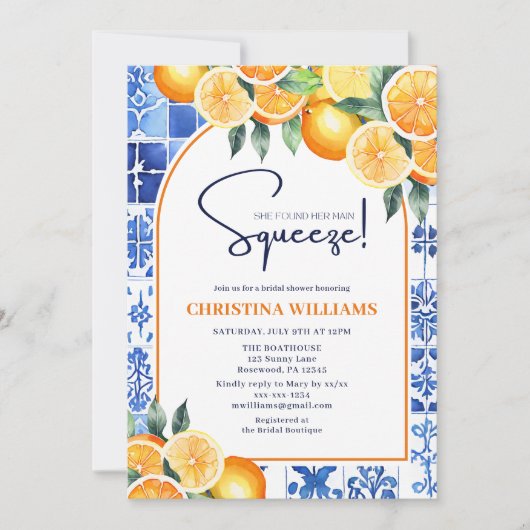 Elegant Main Squeeze Citrus Zomer Vrijgezellenfees Kaart (Voorkant)