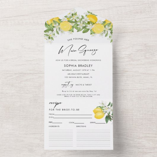 Elegant Main Squeeze Vrijgezellenfeest All In One Uitnodiging (Binnen)