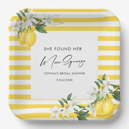 Elegant Main Squeeze Vrijgezellenfeest Papieren Bordje (Voorkant)