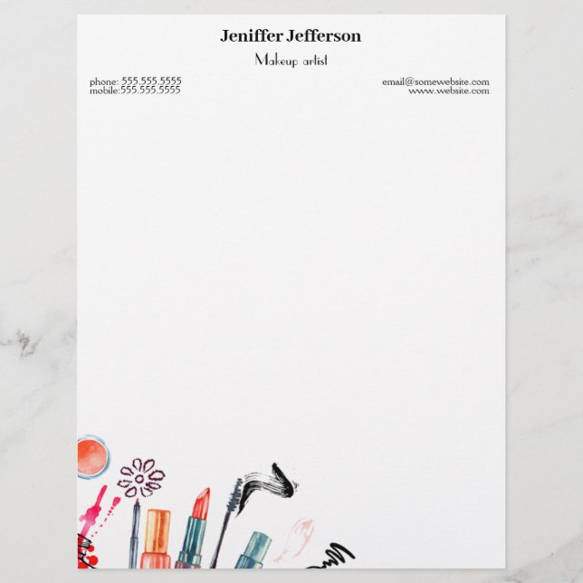 Elegant make-up kunstenaar letterhead briefhoofd (Voorkant)