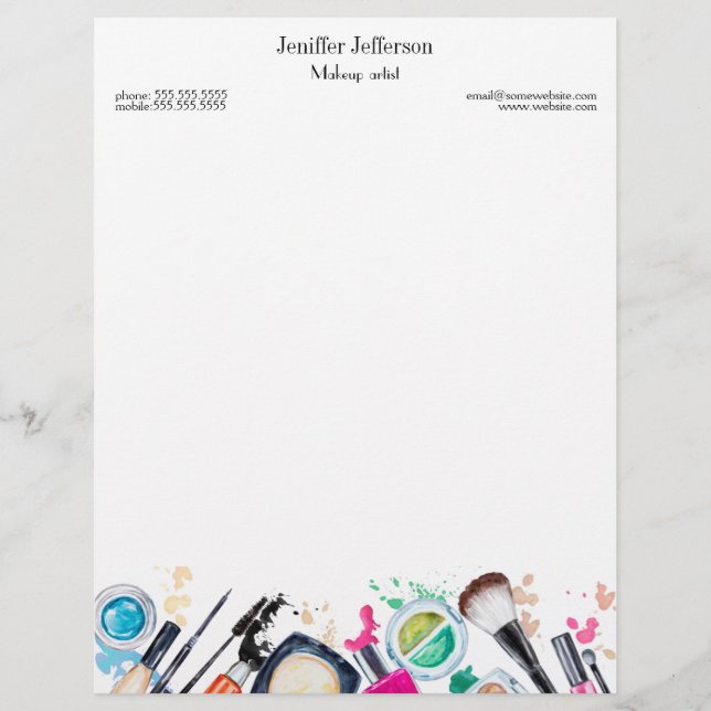 Elegant make-up kunstenaar letterhead briefhoofd (Voorkant)