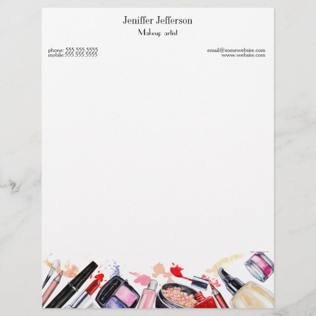 Elegant make-up kunstenaar letterhead briefhoofd (Voorkant)