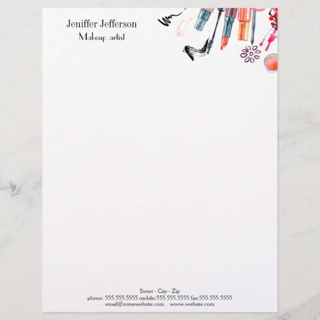 Elegant make-up kunstenaar letterhead briefhoofd (Voorkant)