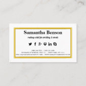 Elegant Makeup Artist Faux Glitter Chic Gold Lips Visitekaartje (Achterkant)